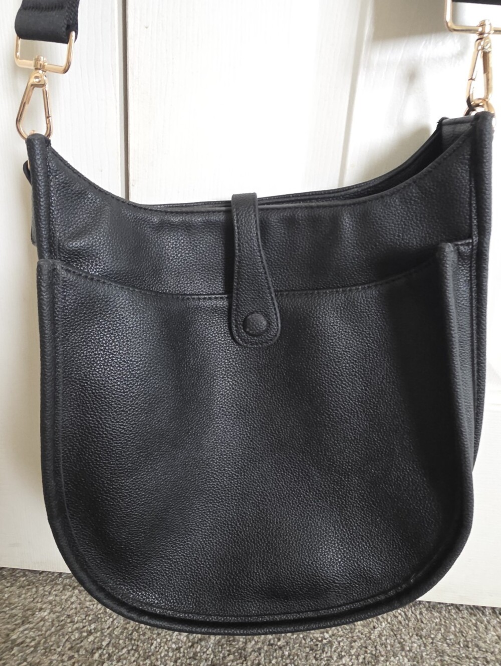 Ah Dorned Vegan Leather Crossbody Bag with Gold Hardware Black
